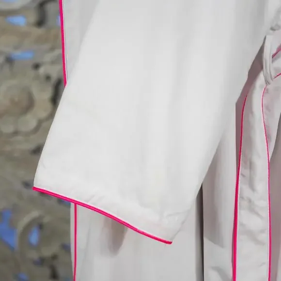W Hotel Boca Terry White Hooded Bathrobe Pink Trim One Size Exclusive Shanghai - Picture 9 of 15